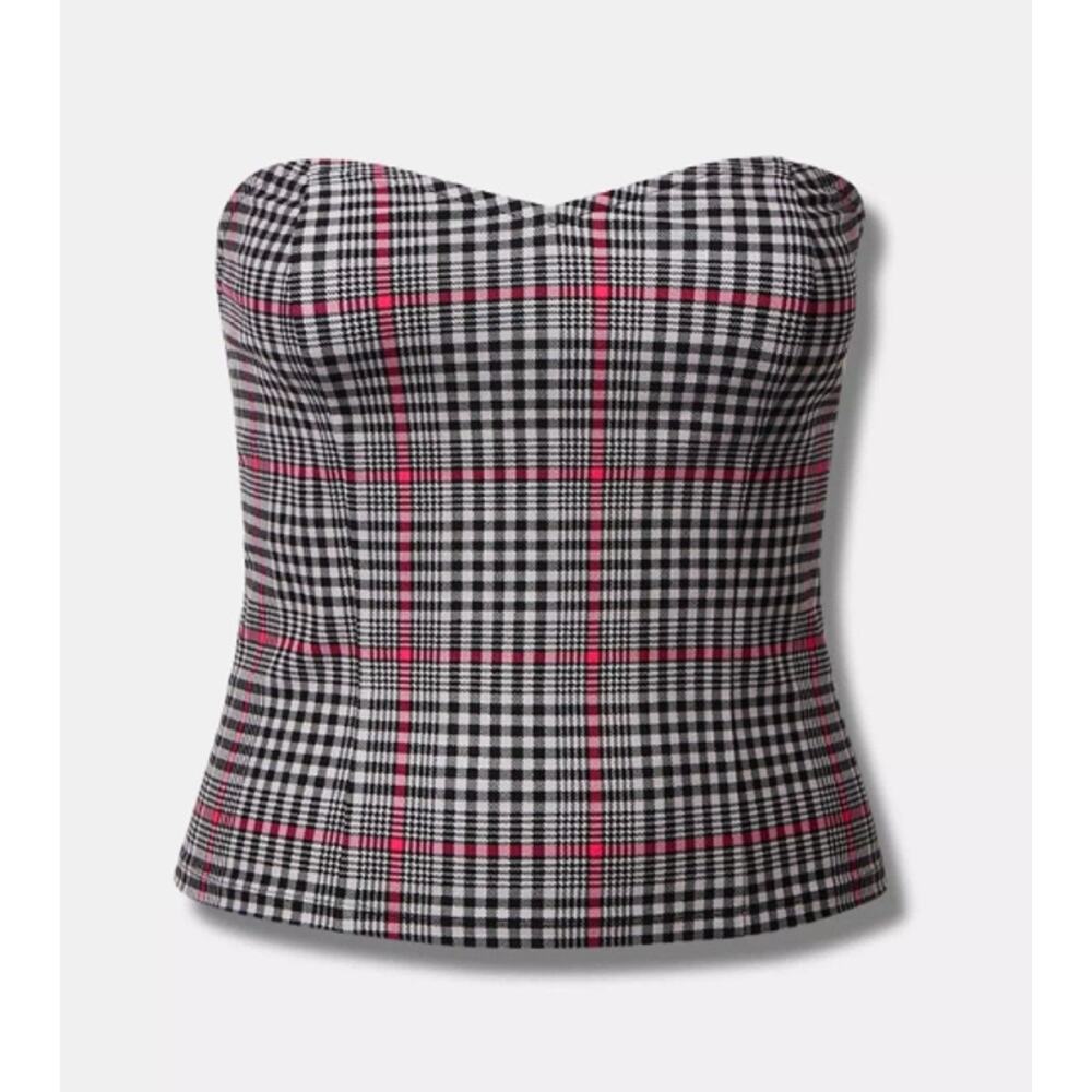 Torrid Women's Plus Size Parker Plaid Ponte Sweetheart Tube Top Size 2 2X New